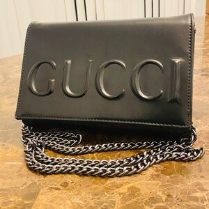 Women's Black Big Print Marmont 2.0 Leather